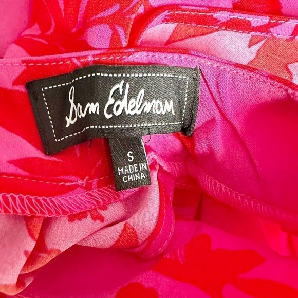Sam Edelman High Neck Floral Print  Dress Red Pink Size Small - Picture 6 of 14